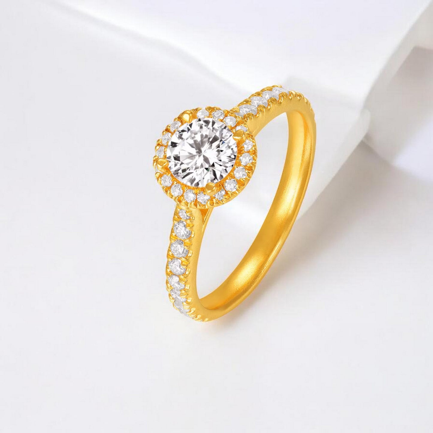 24K Classic Wedding Proposal Bride Moissanite Band Ring