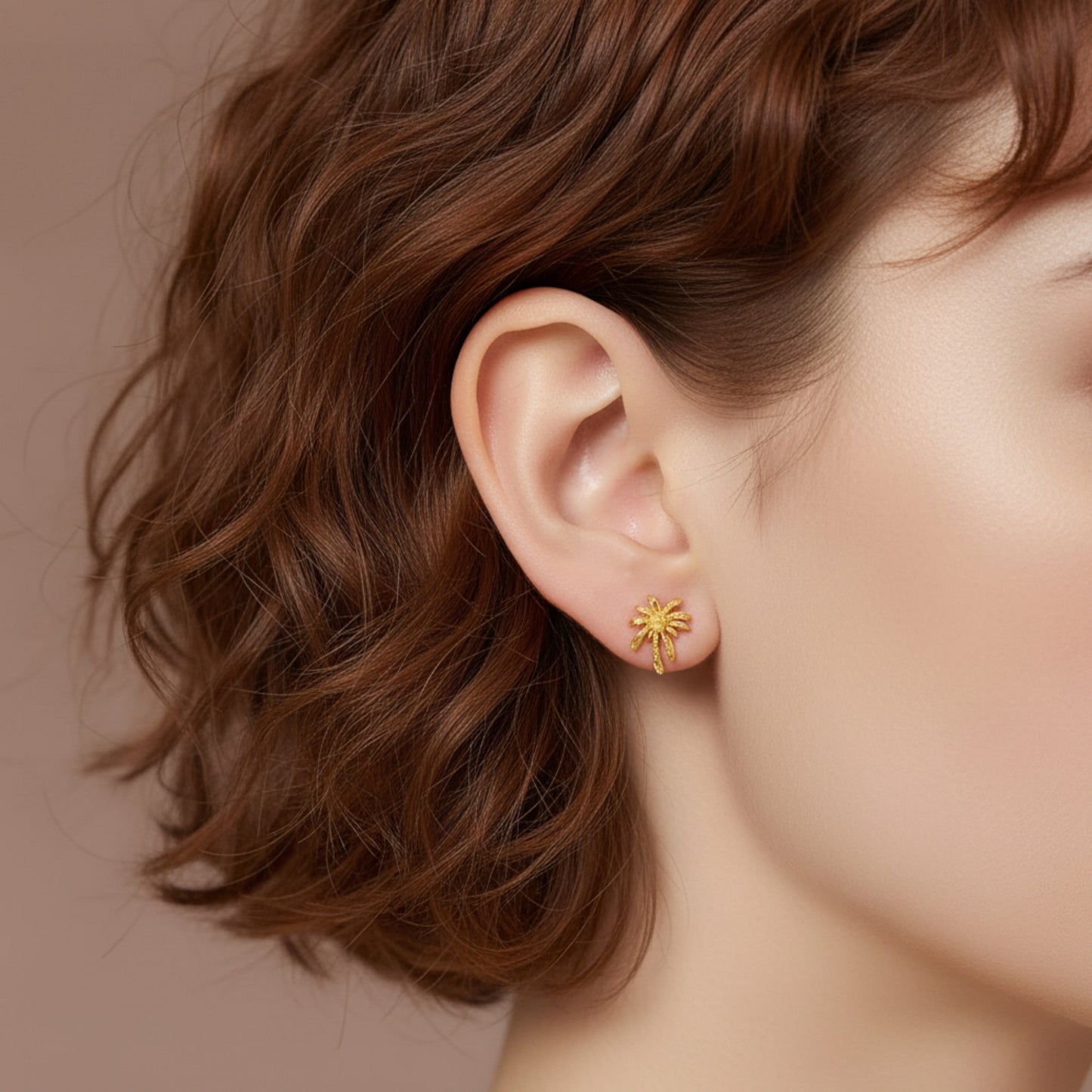 24K Real 5G Gold Firework Sparkling Stud Earrings