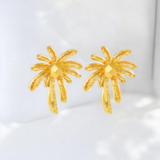 24K Real 5G Gold Firework Sparkling Stud Earrings
