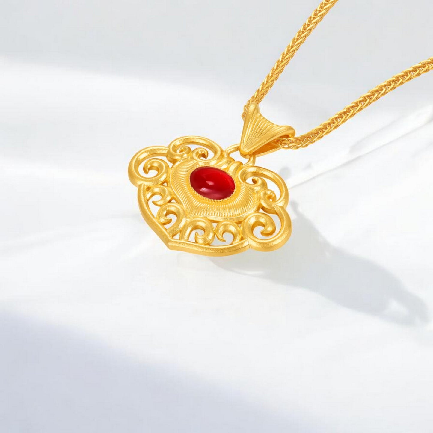 24K Real Gold Lucy Cloud Ruyi Enamel Elegance Pendant and Earrings