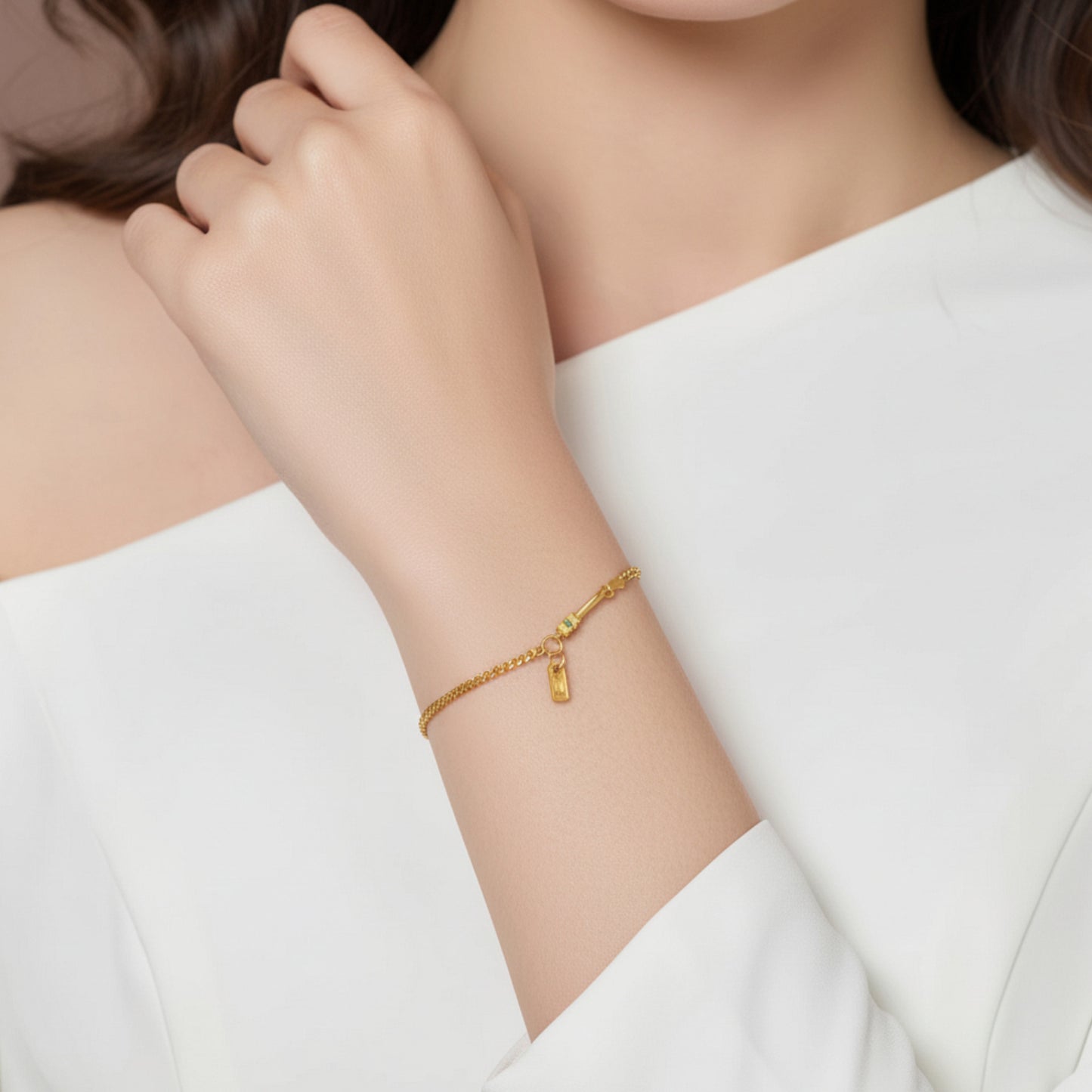 24K Real Gold Cuban Chain Bracelet