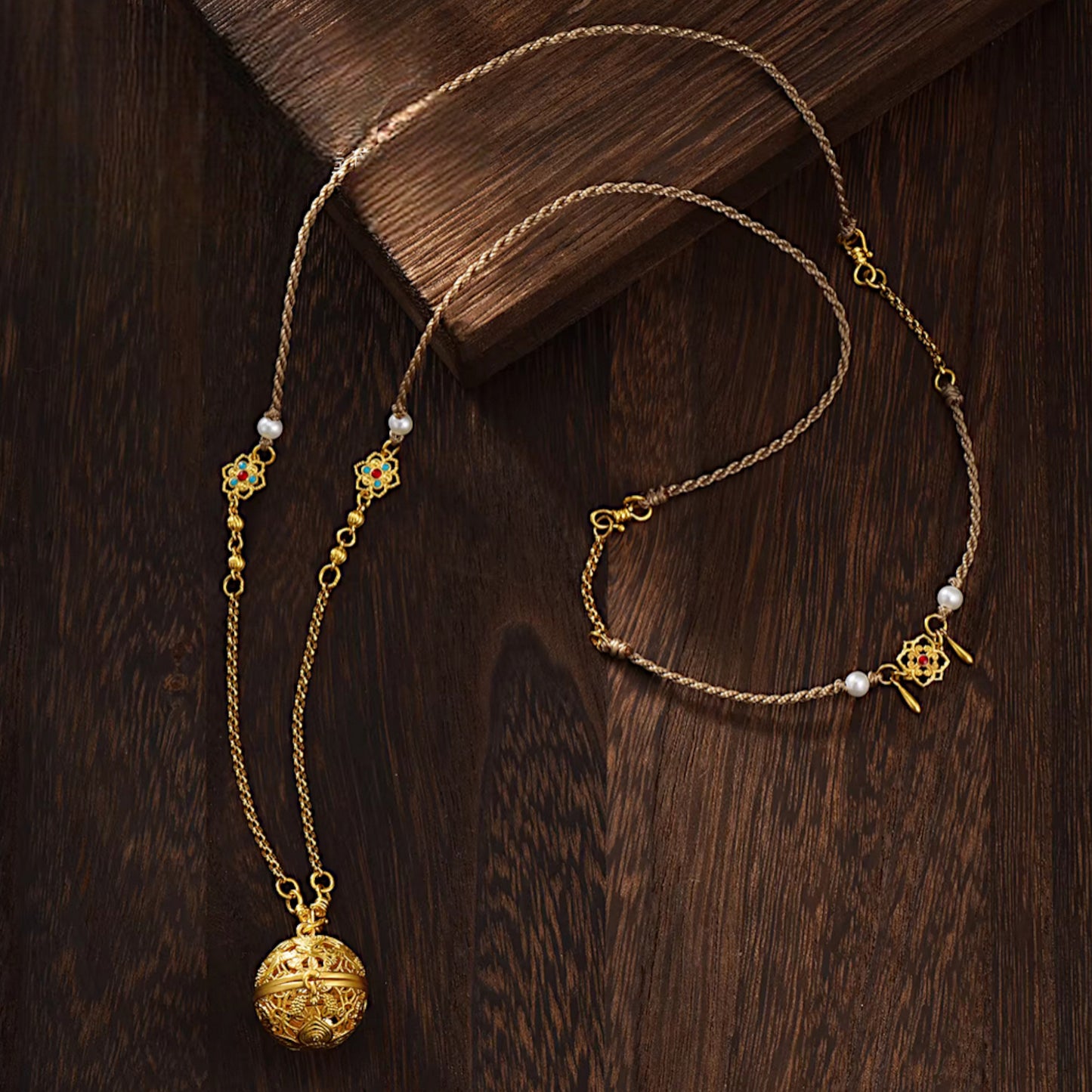 24K Pure 999 Gold Traditional Chinese Style Pendant