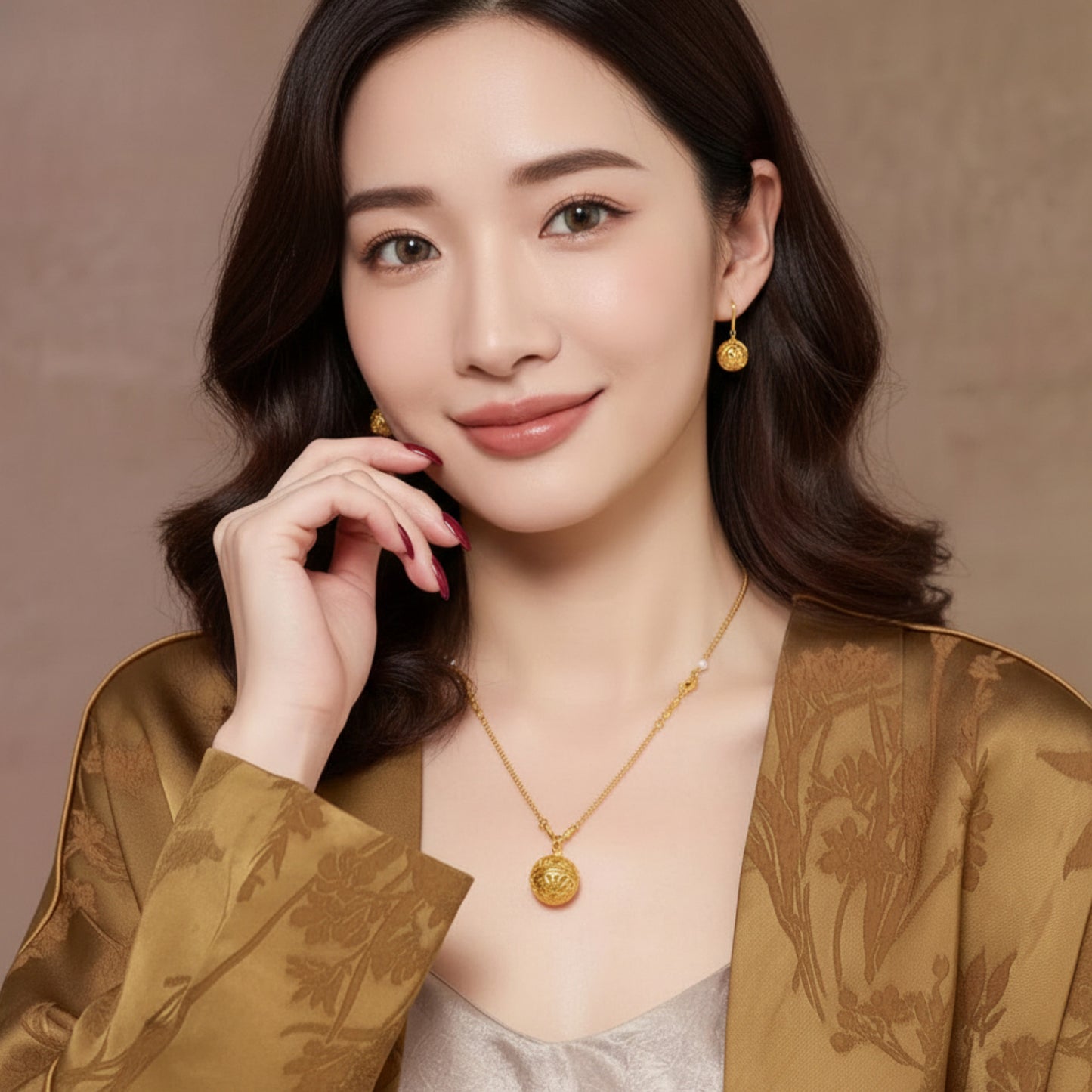 24K Pure 999 Gold Traditional Chinese Style Pendant