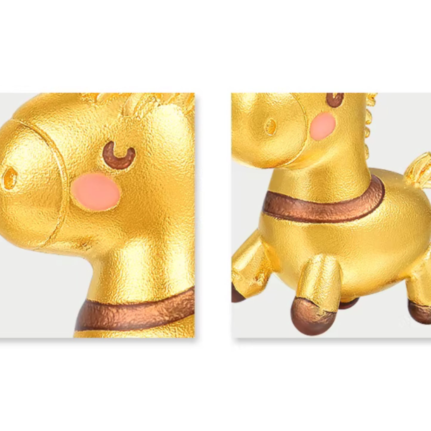 24k Real Gold Zodiac Year of Horse Pony Cute Pendant