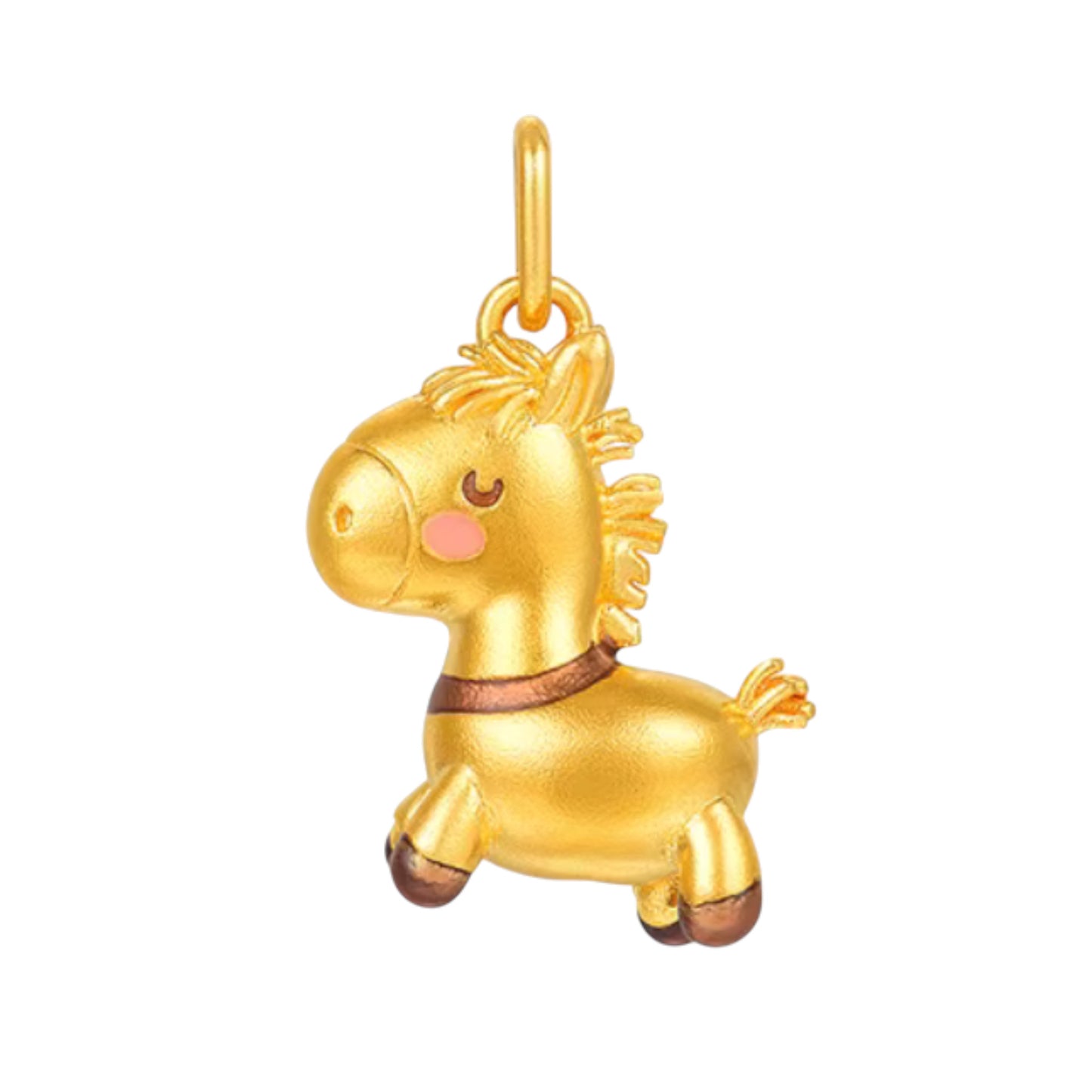 24k Real Gold Zodiac Year of Horse Pony Cute Pendant