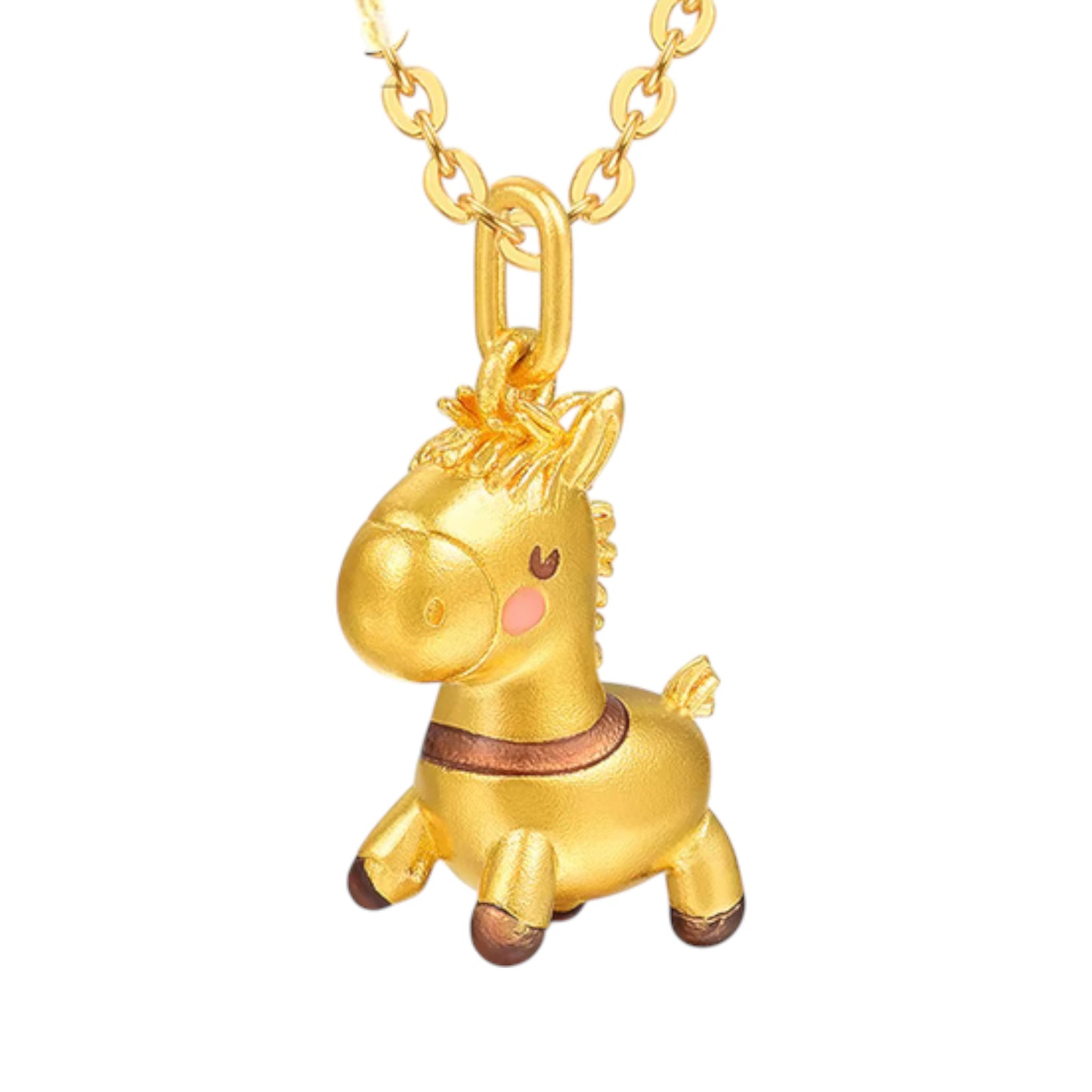 24k Real Gold Zodiac Year of Horse Pony Cute Pendant