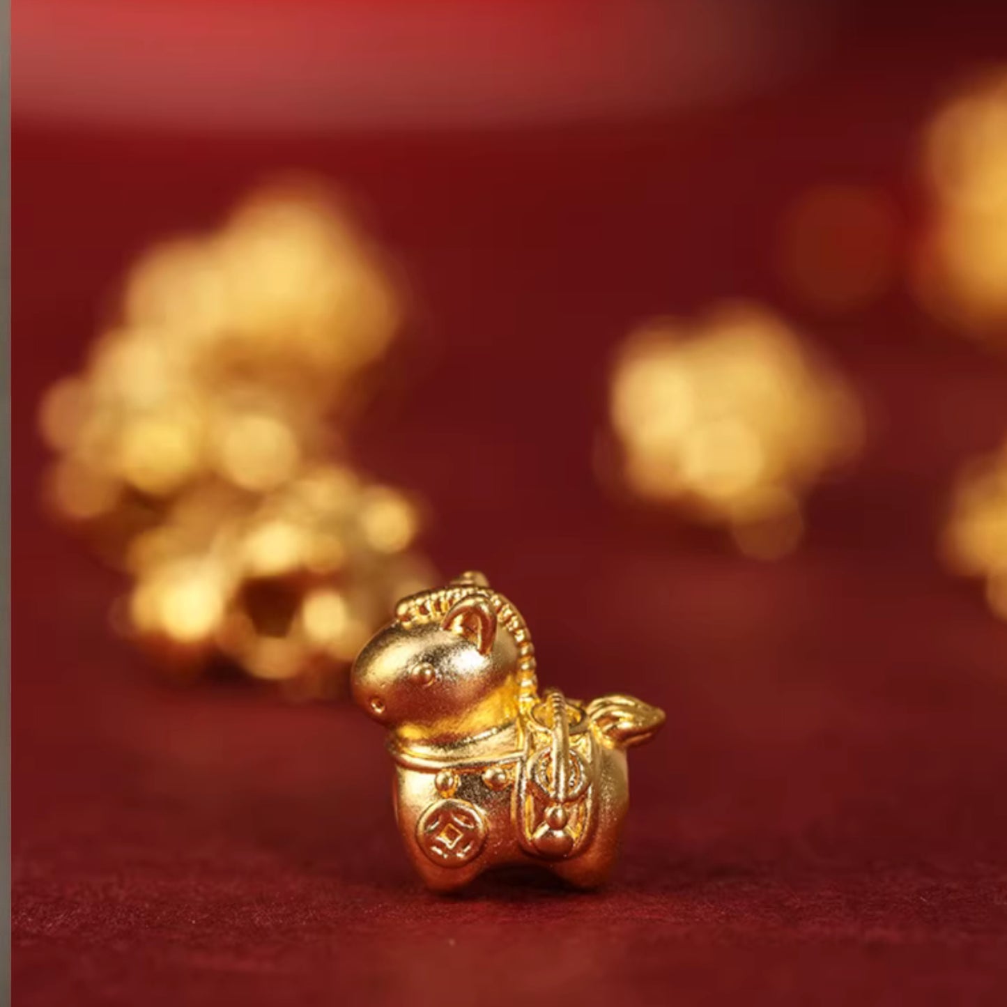 24k 999 Gold Chinese Zodiac Year of Horse Woven Red Rope Braided Bracelet