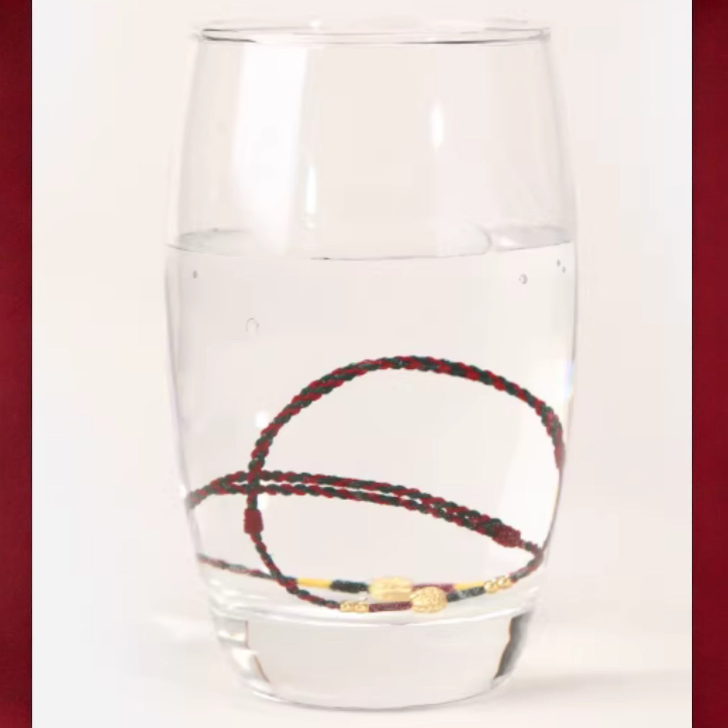 24k 999 Gold Walnut Charm Woven Red Rope Braided Bracelet