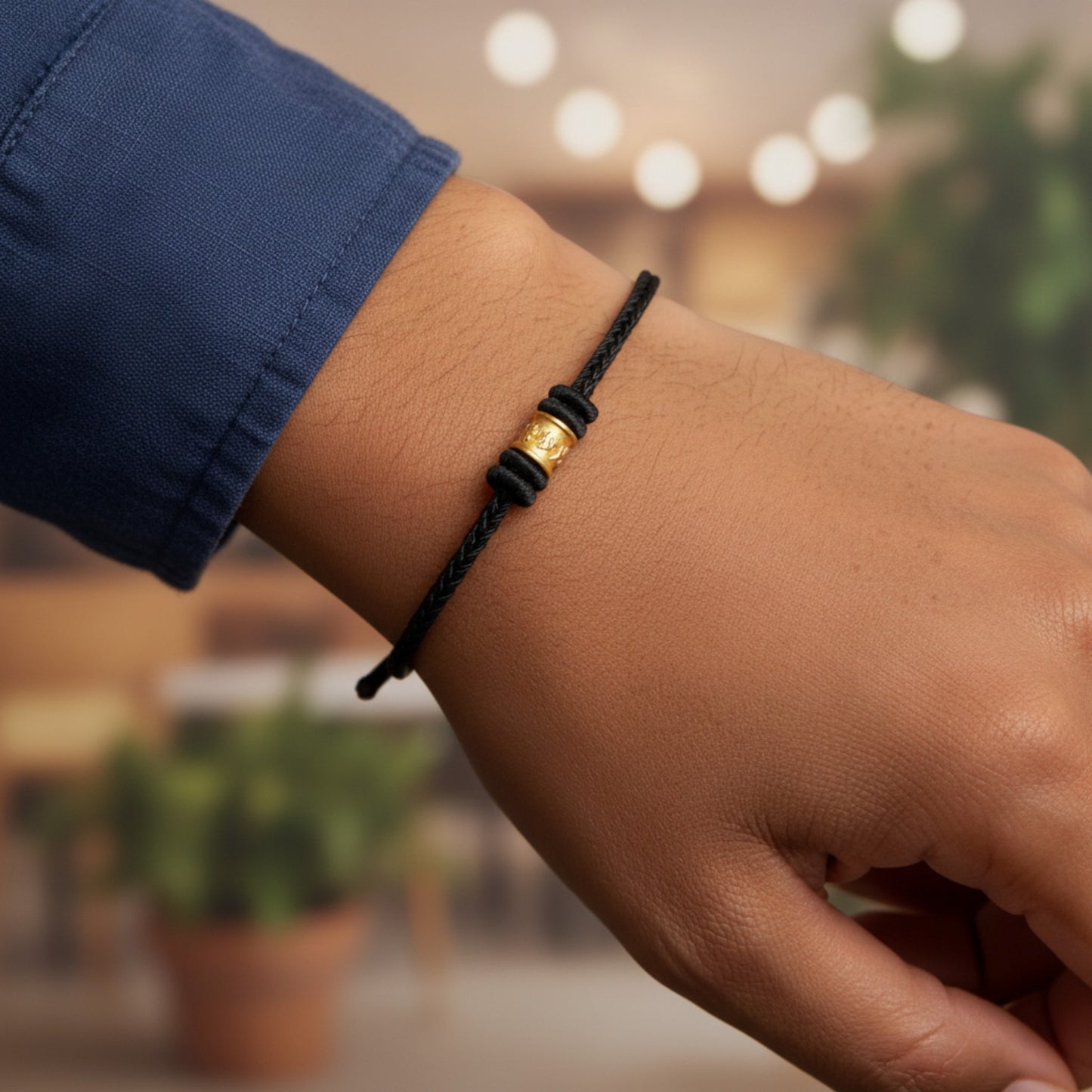 24K 999 Gold Om Mani Padme Hum Charm Woven Red Rope Braided Bracelet