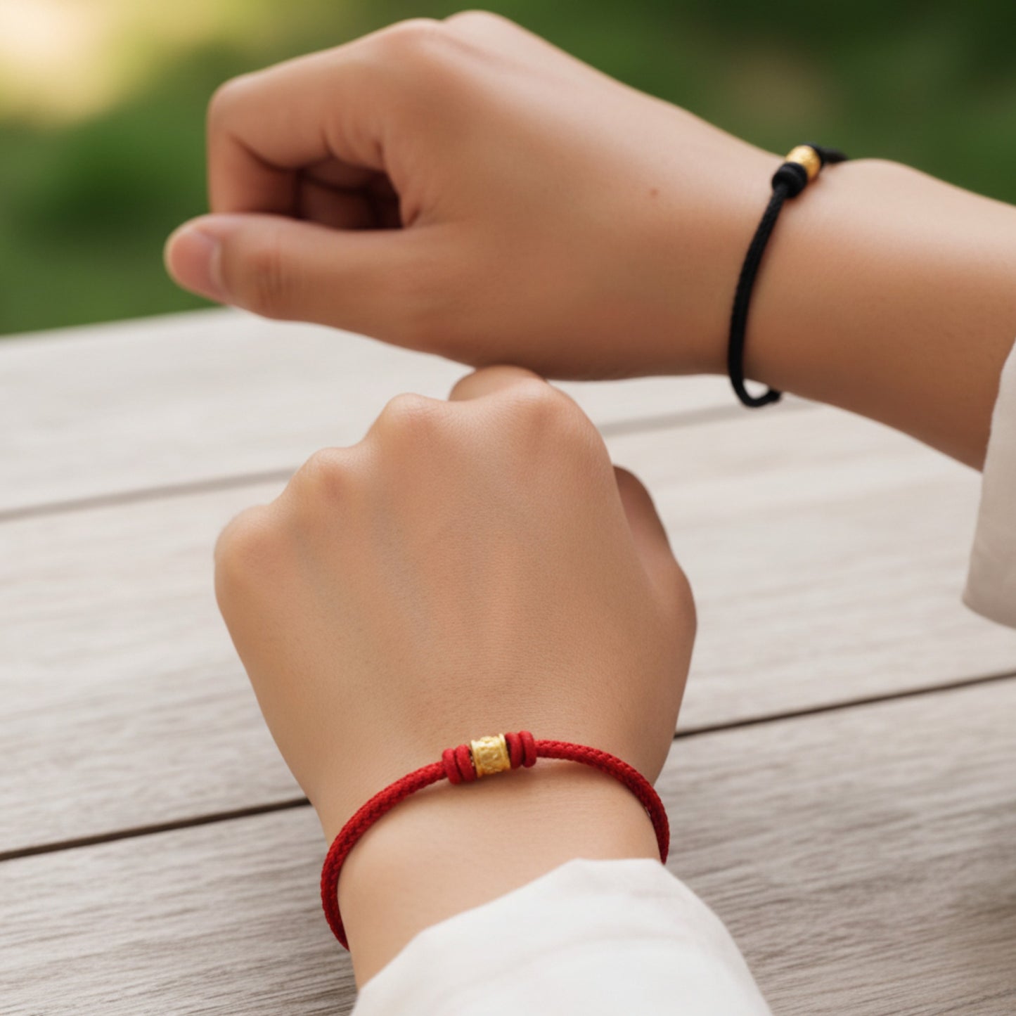 24K 999 Gold Om Mani Padme Hum Charm Woven Red Rope Braided Bracelet