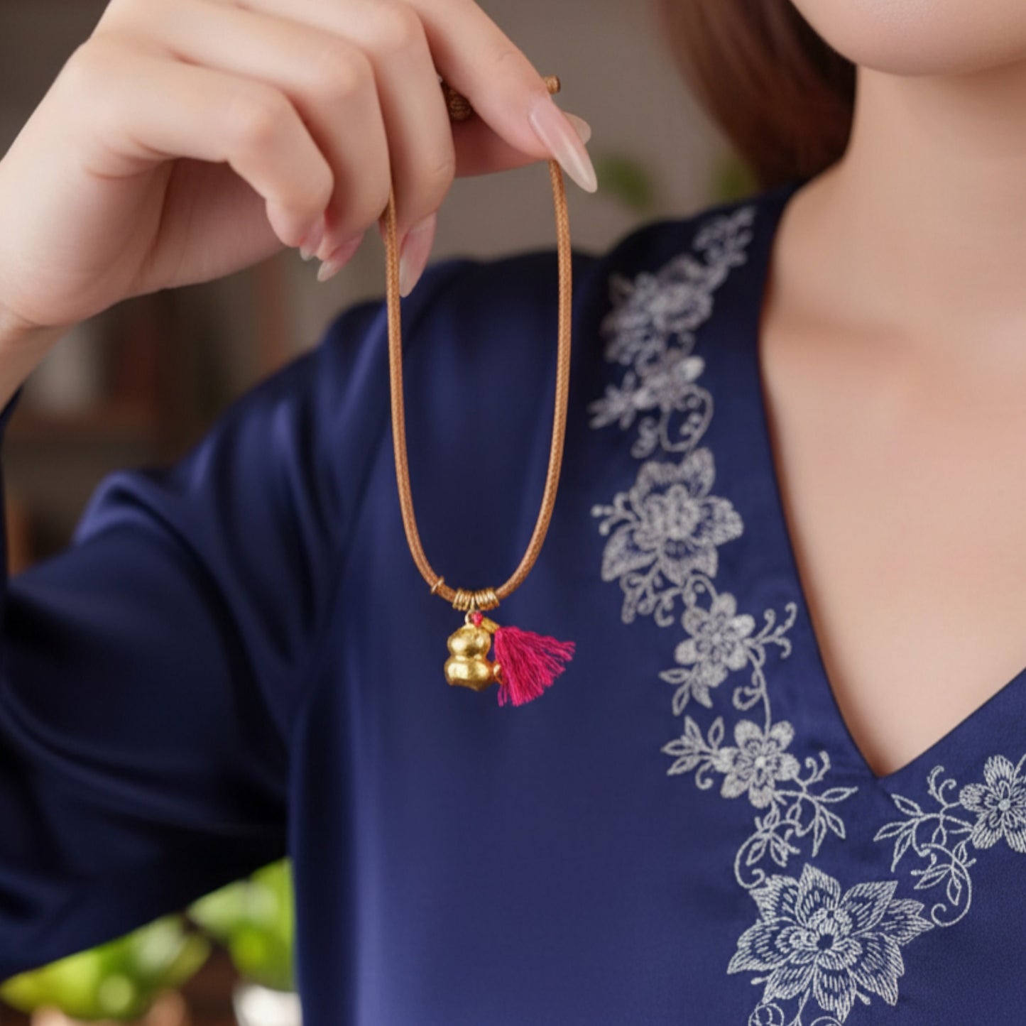 24k Real Gold Zodiac Year of Horse with Tassel Pendant Bracelet