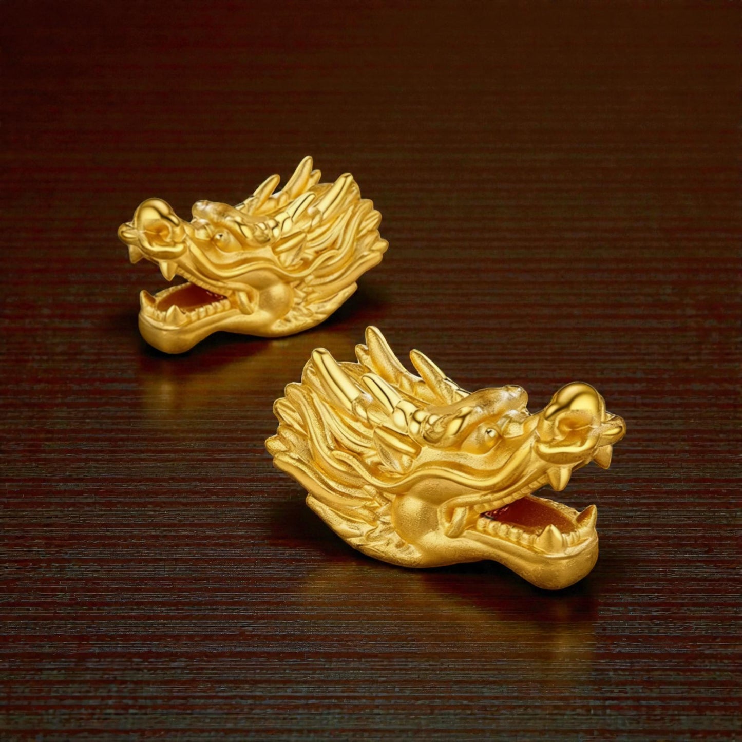 24K 999 3D Hard Gold Zodiac Dragon Head Good Luck Rope Bracelet Men and Women