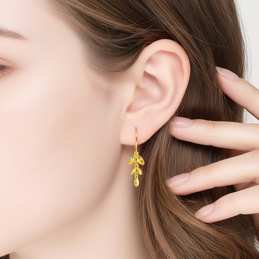 24K 999 Gold Trendy Wheat Dazzling Hoop Earrings