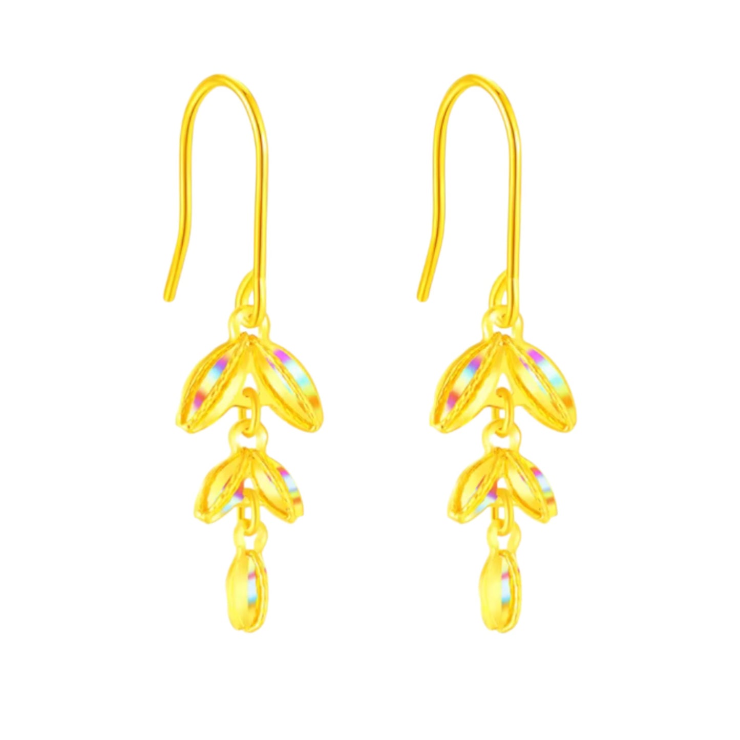 24K 999 Gold Trendy Wheat Dazzling Hoop Earrings