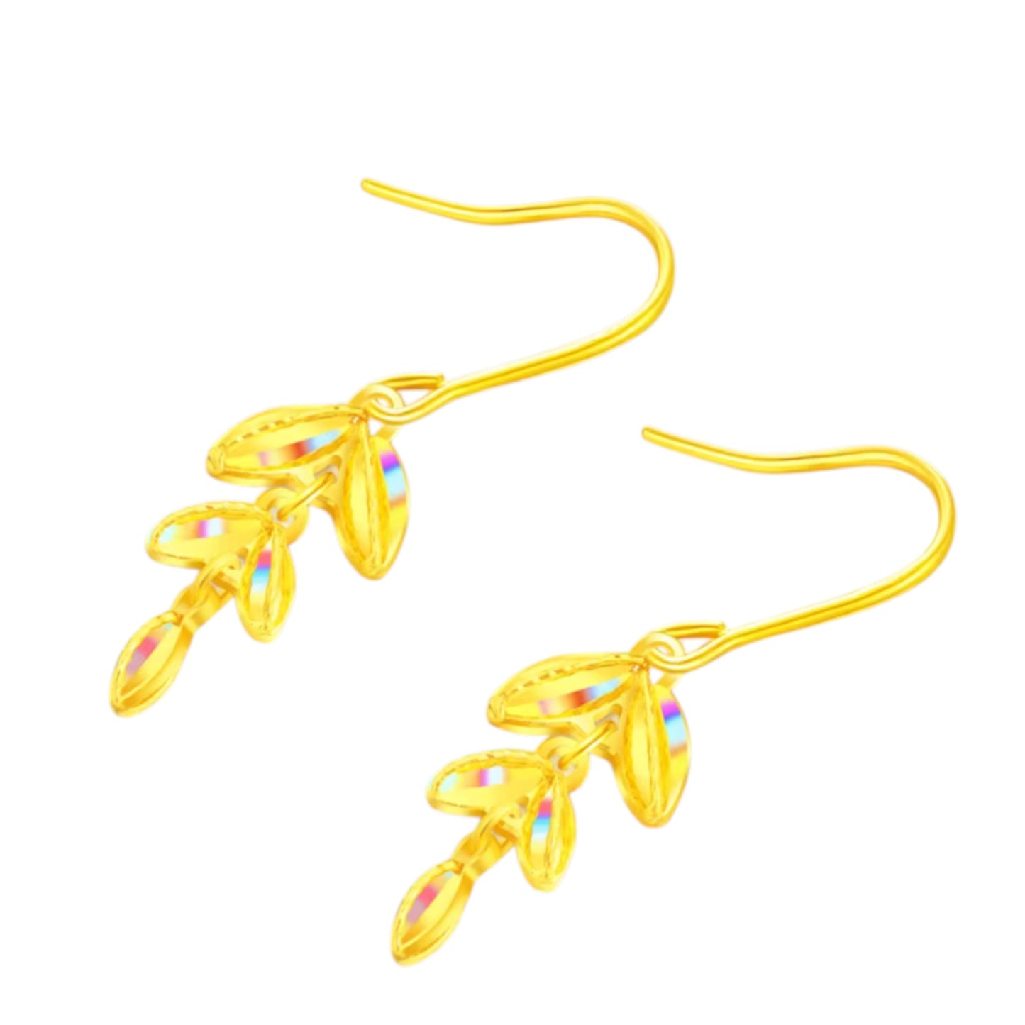 24K 999 Gold Trendy Wheat Dazzling Hoop Earrings