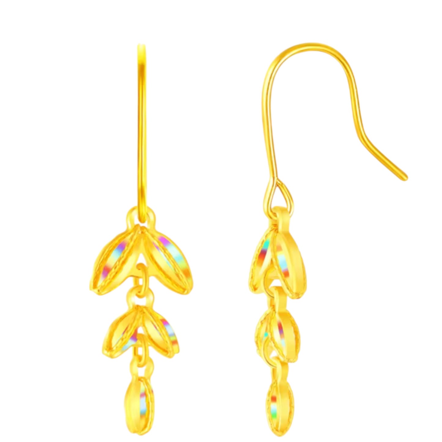 24K 999 Gold Trendy Wheat Dazzling Hoop Earrings