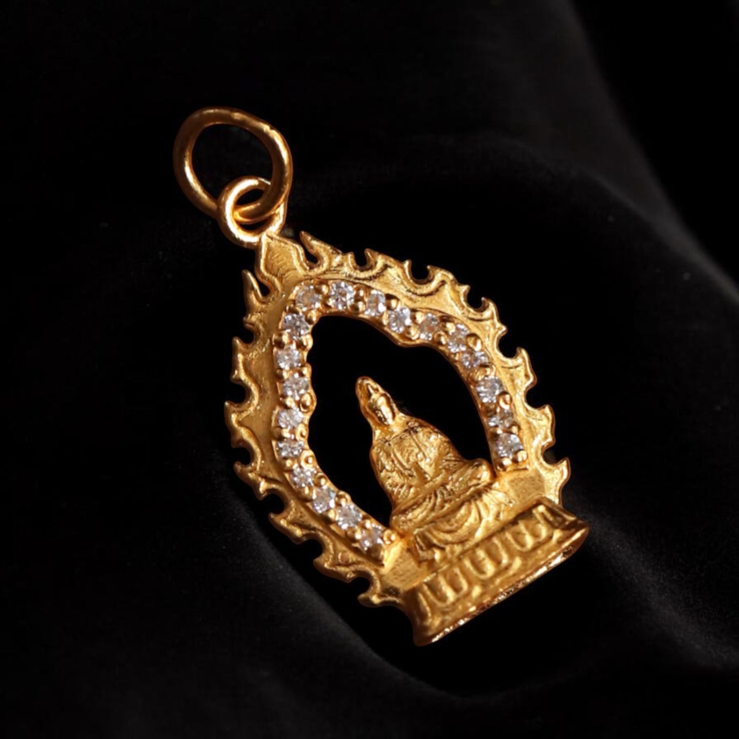 24K 999 Gold Guanyin Buddha Moissanite Pendant