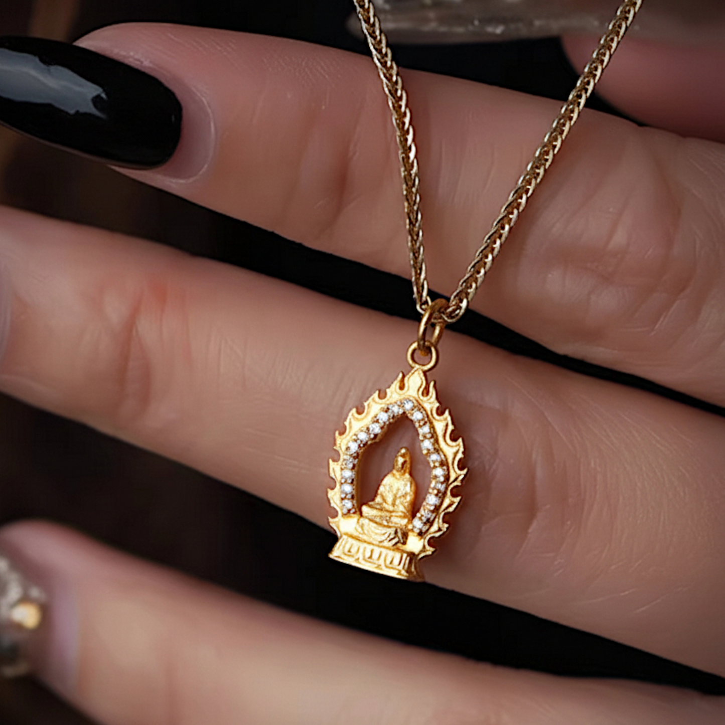 24K 999 Gold Guanyin Buddha Moissanite Pendant