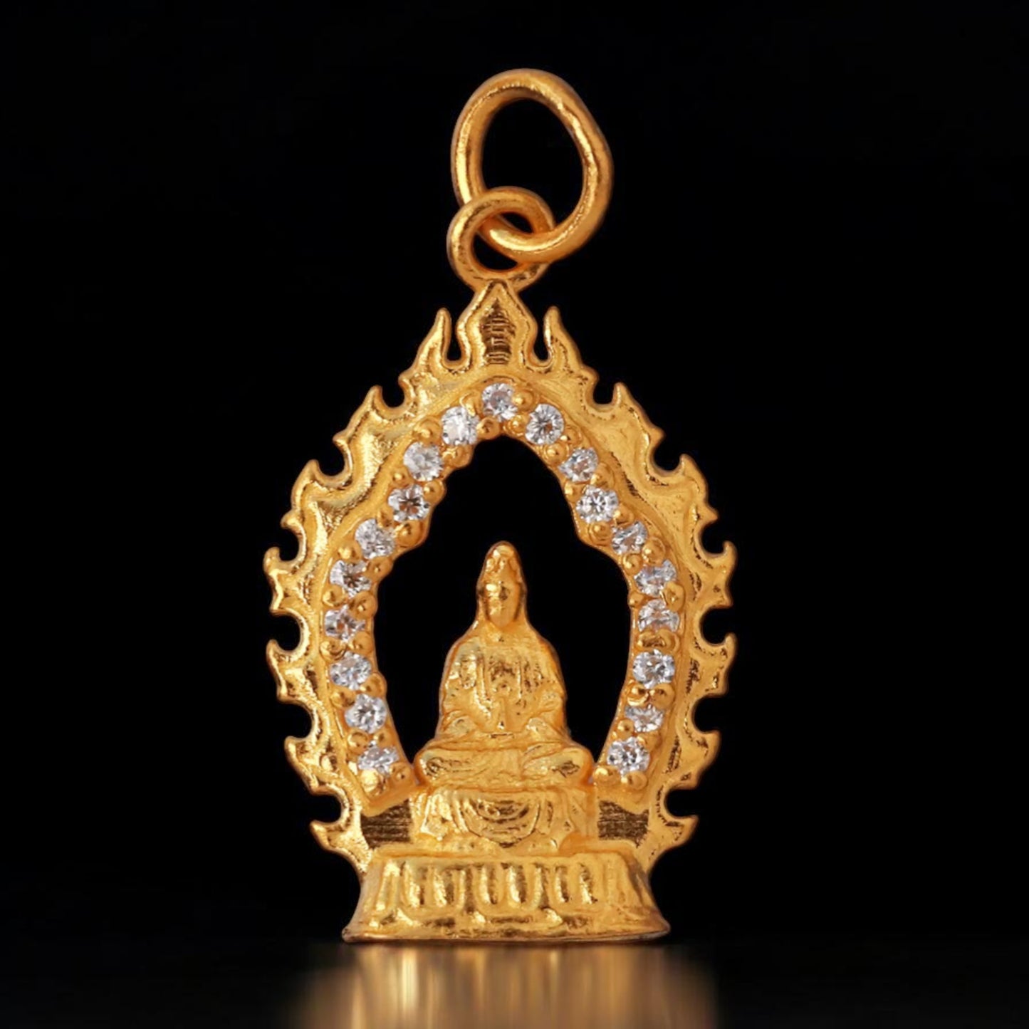 24K 999 Gold Guanyin Buddha Moissanite Pendant