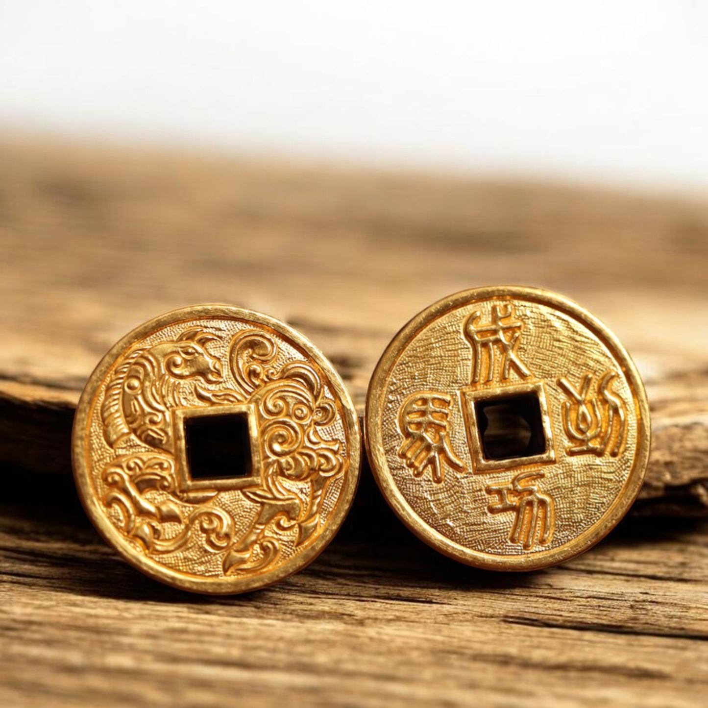 24K 999 Gold Engraved Lucky Auspicious Cloud Horse Coin Pendant