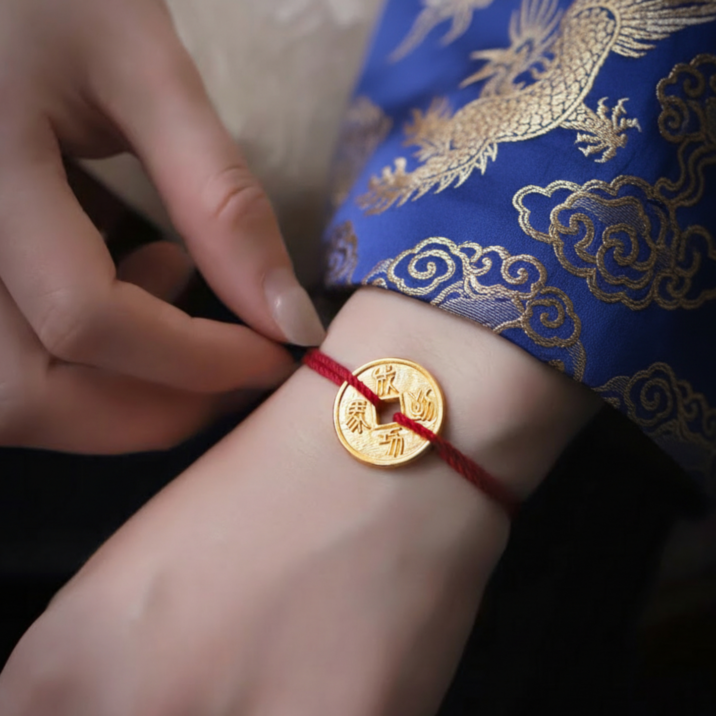 24K 999 Gold Engraved Lucky Auspicious Cloud Horse Coin Pendant