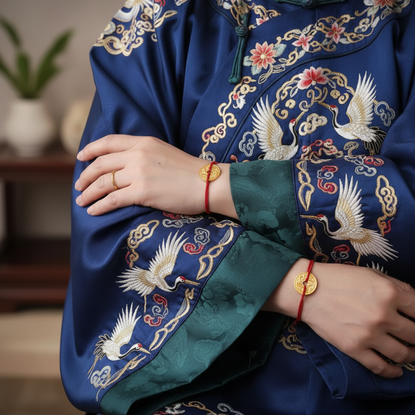 24K 999 Gold Engraved Lucky Auspicious Cloud Horse Coin Pendant