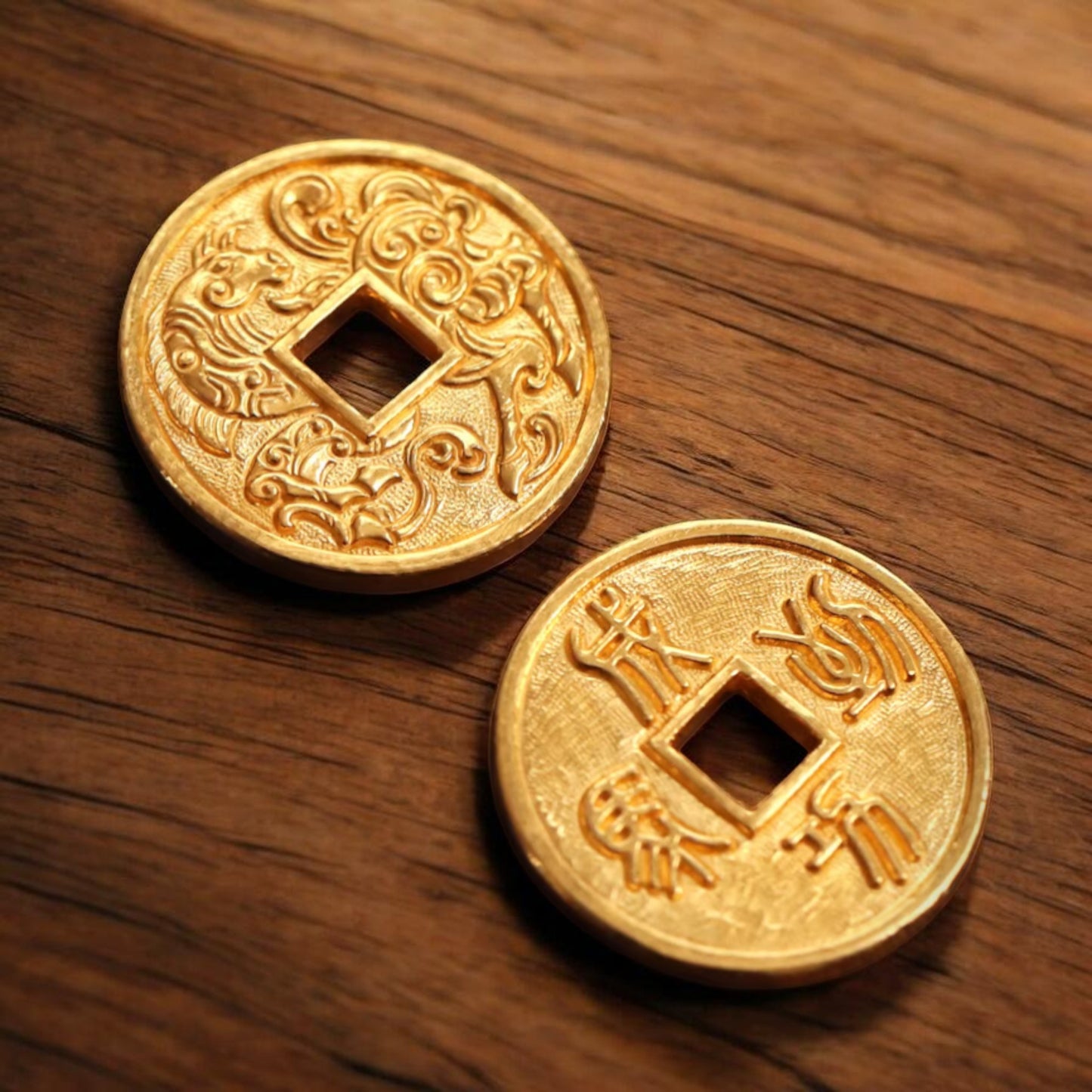 24K 999 Gold Engraved Lucky Auspicious Cloud Horse Coin Pendant