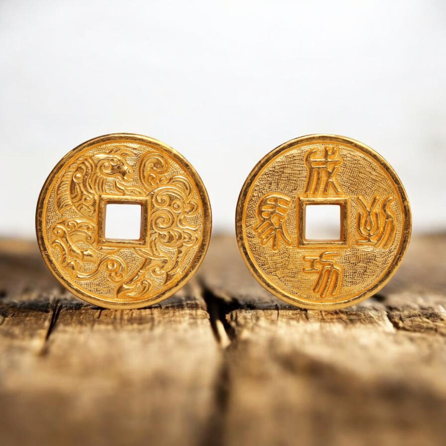 24K 999 Gold Engraved Lucky Auspicious Cloud Horse Coin Pendant