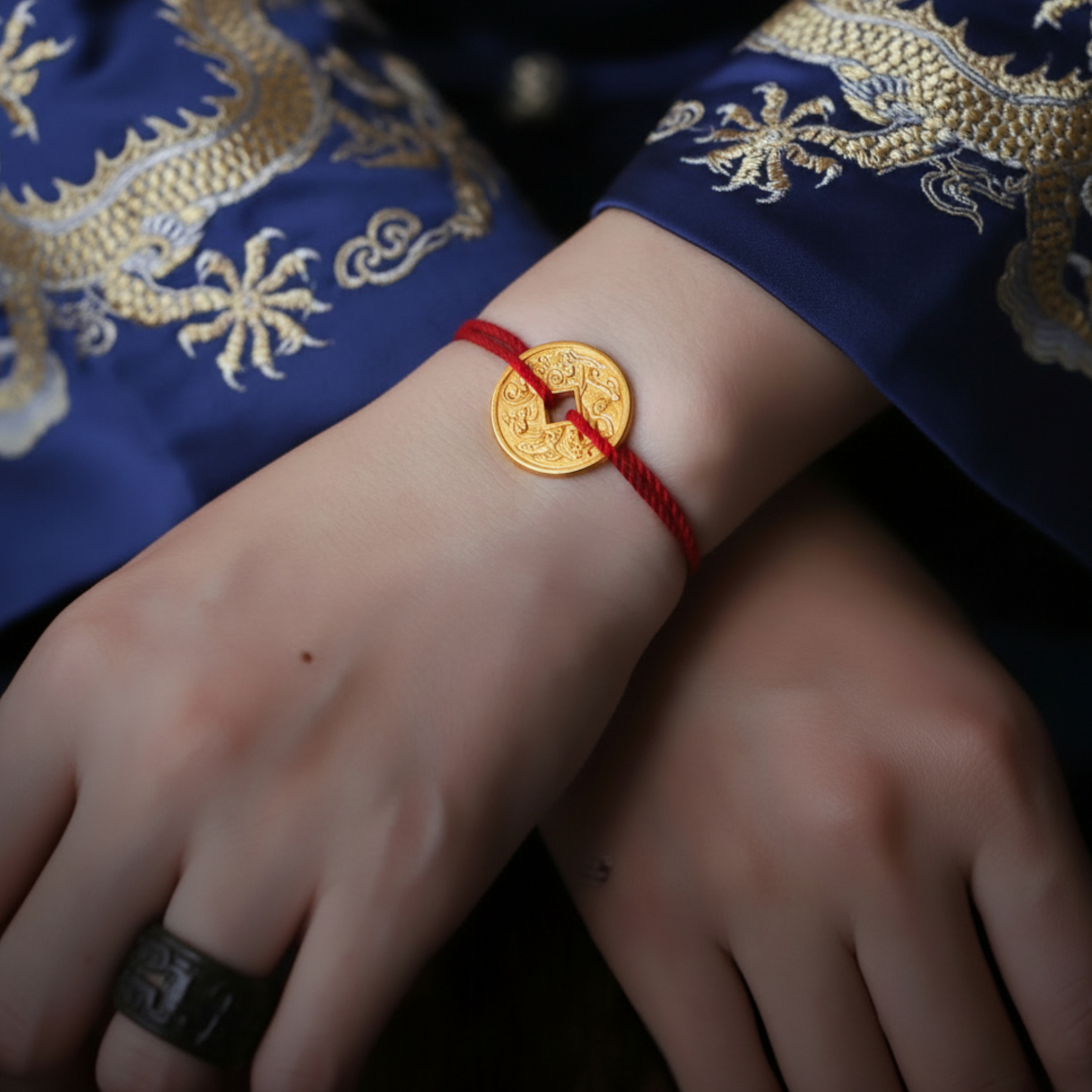 24K 999 Gold Engraved Lucky Auspicious Cloud Horse Coin Pendant