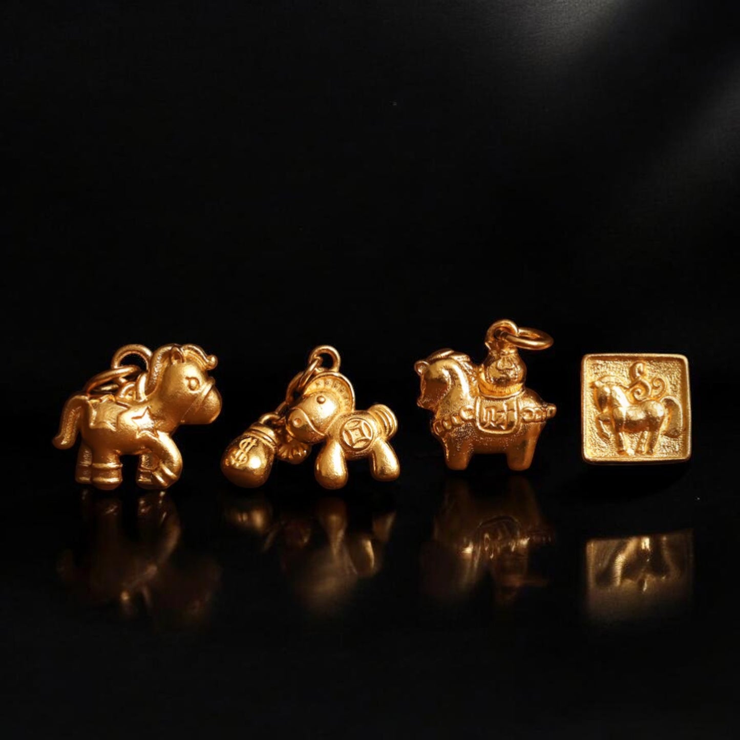 24K 999 Gold Zodiac Year of Horse Charm Pendant D.I.Y Charm Accessories