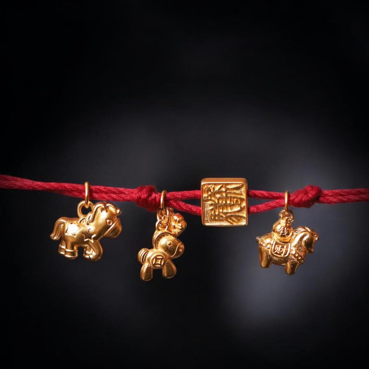 24K 999 Gold Zodiac Year of Horse Charm Pendant D.I.Y Charm Accessories