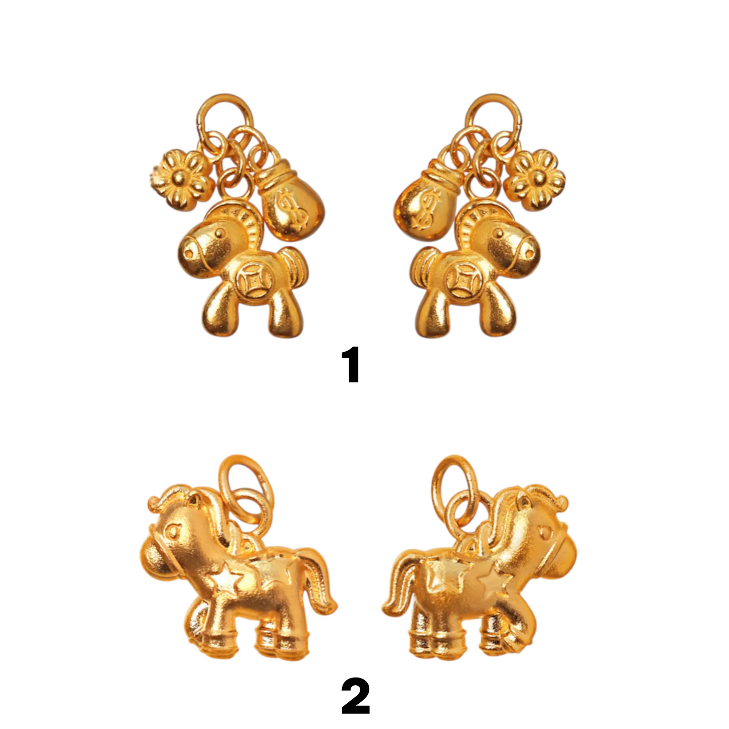 24K 999 Gold Zodiac Year of Horse Charm Pendant D.I.Y Charm Accessories