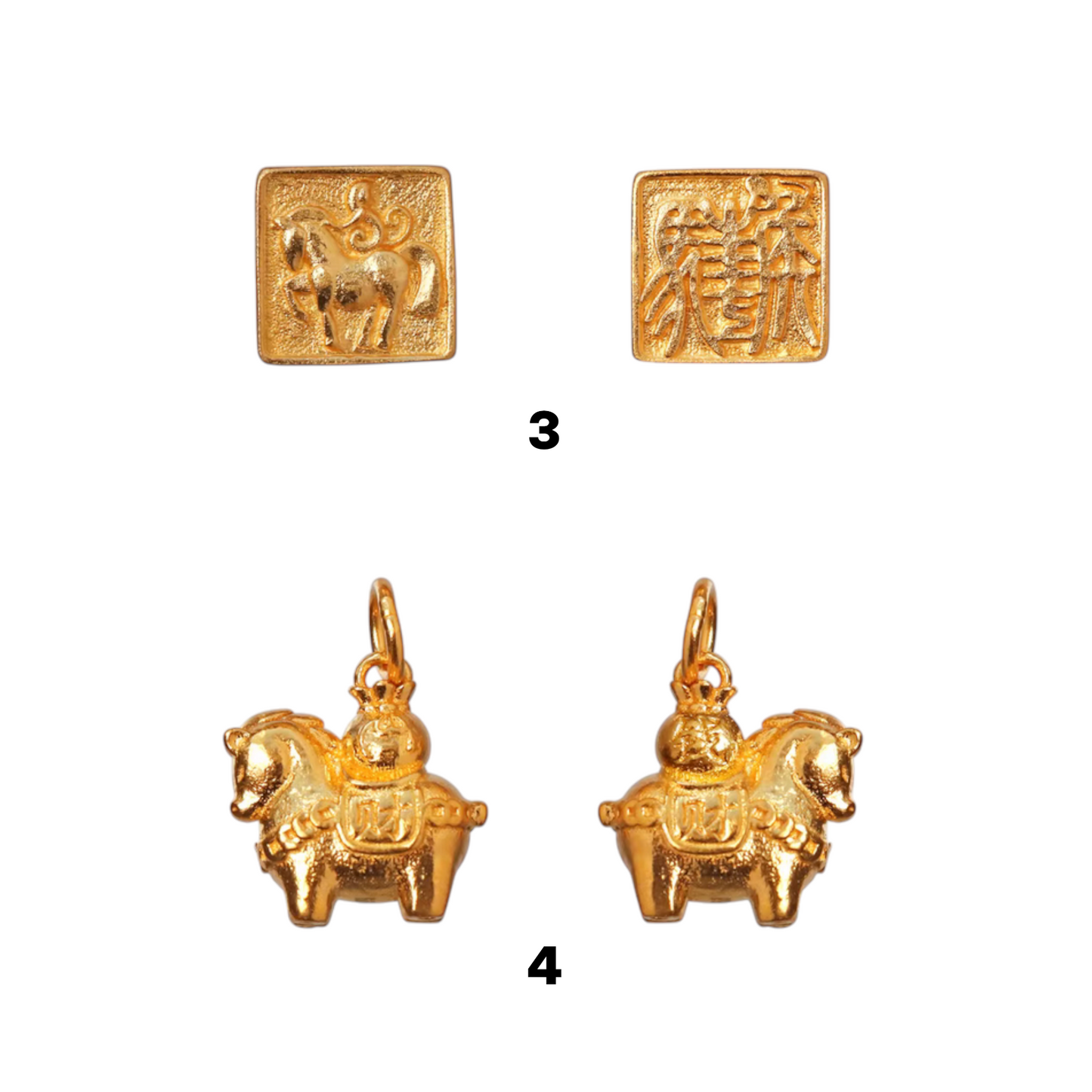 24K 999 Gold Zodiac Year of Horse Charm Pendant D.I.Y Charm Accessories