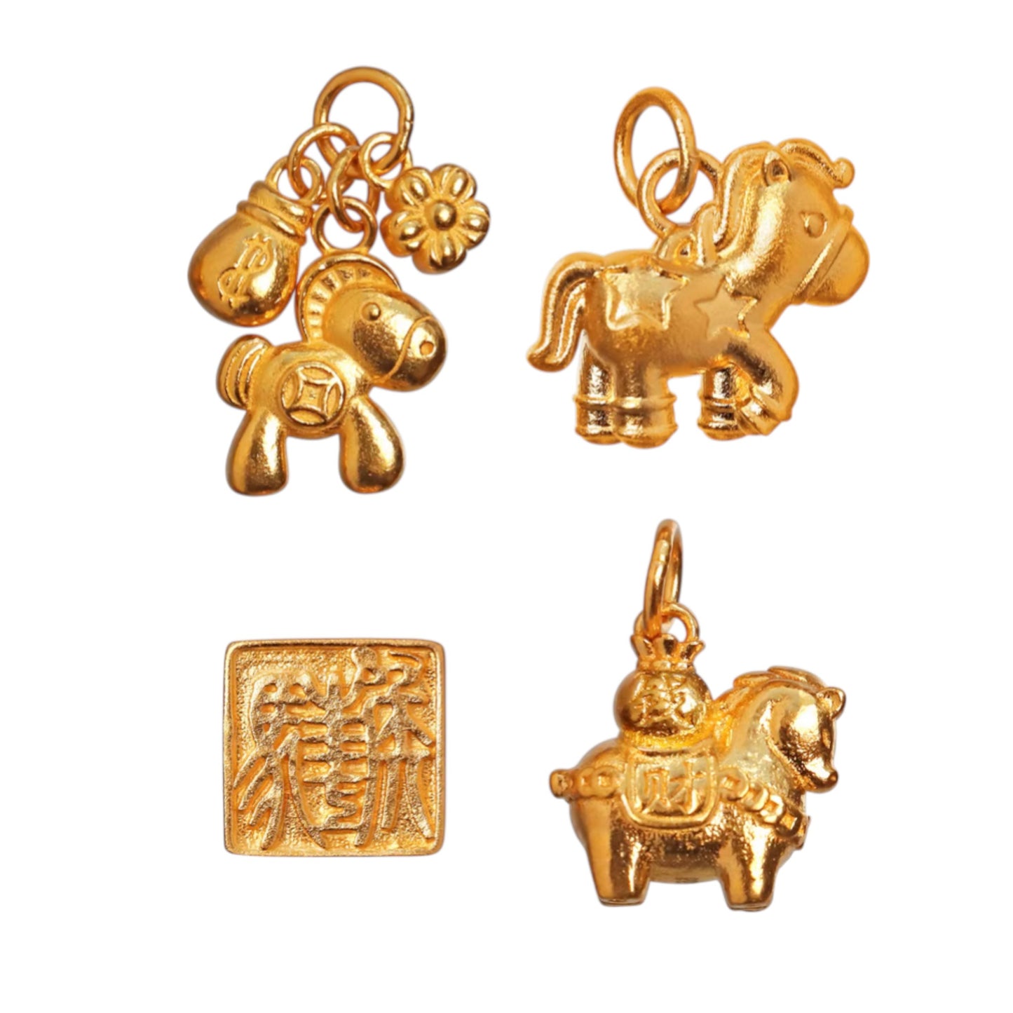 24K 999 Gold Zodiac Year of Horse Charm Pendant D.I.Y Charm Accessories