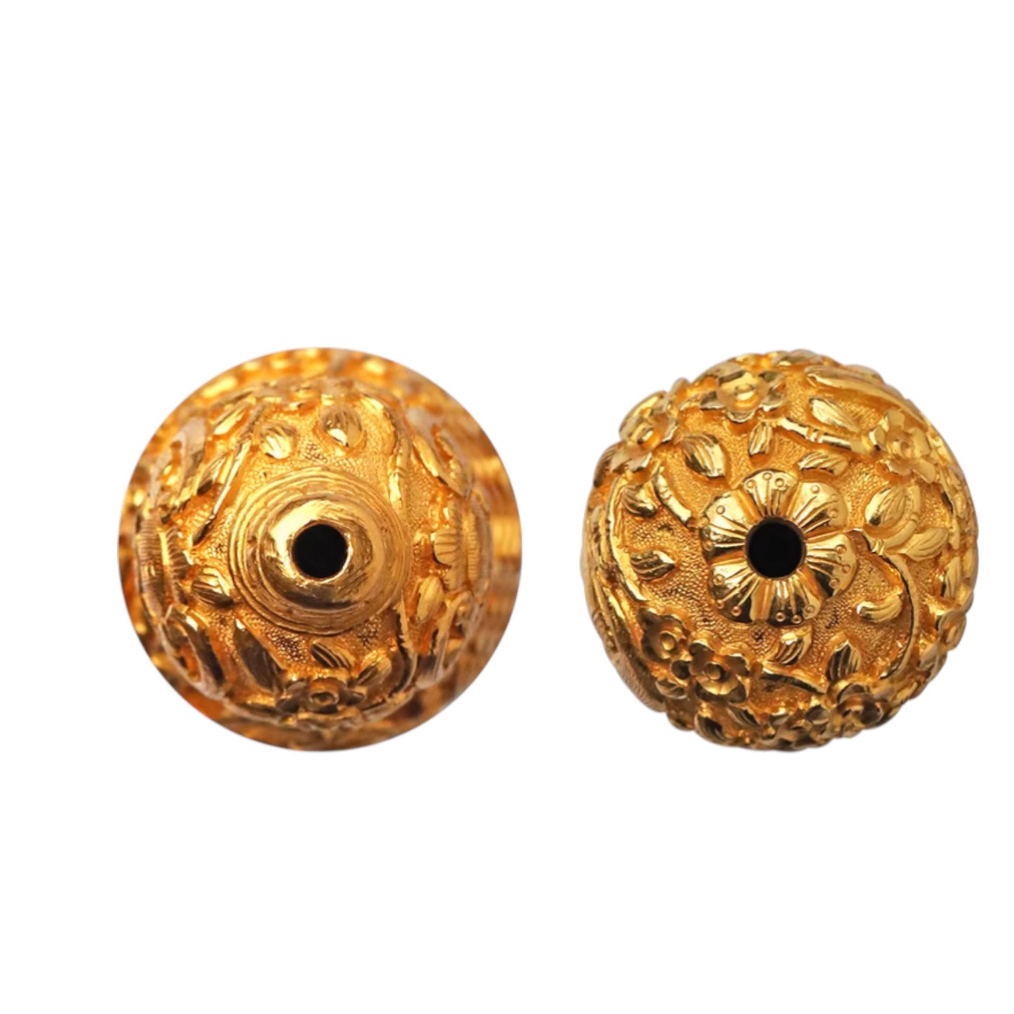 24K 999 Gold Engraved Magpie Cherry blossom Auspicious Gourd Pendant