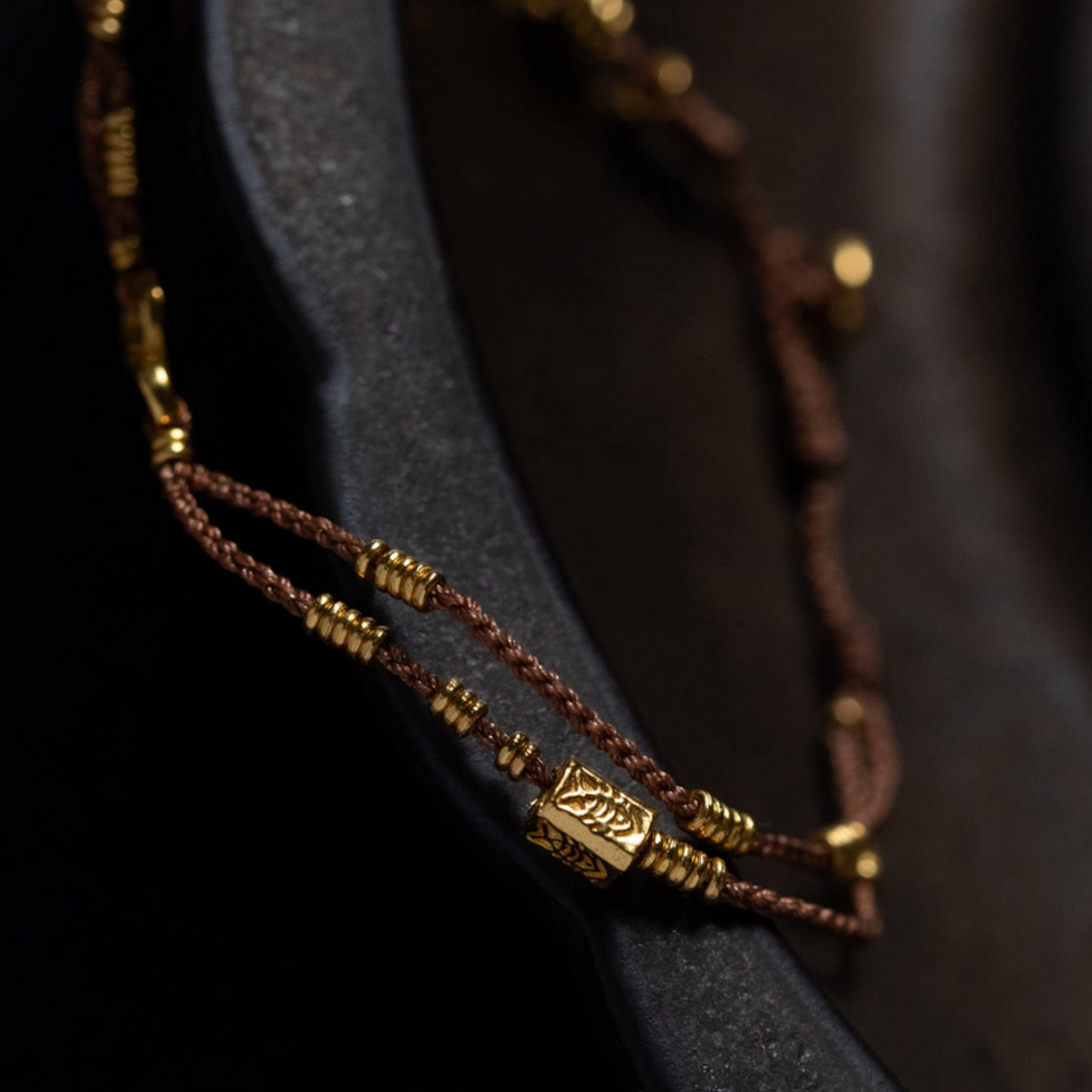 24K Pure 999 Gold Chinese Fu Blessing Lucky Beads Woven Rope Bracelet