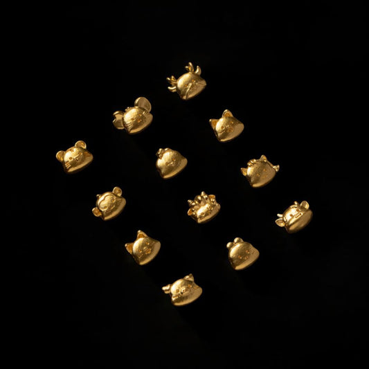 24K 999 Gold Mini Cute Chinese Zodiac Animal D.I.Y Charm Spacer Bead