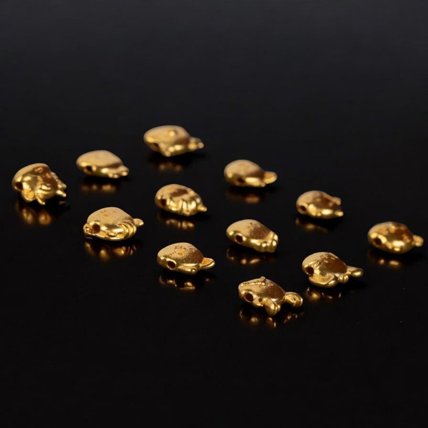 24K 999 Gold Mini Cute Chinese Zodiac Animal D.I.Y Charm Spacer Bead