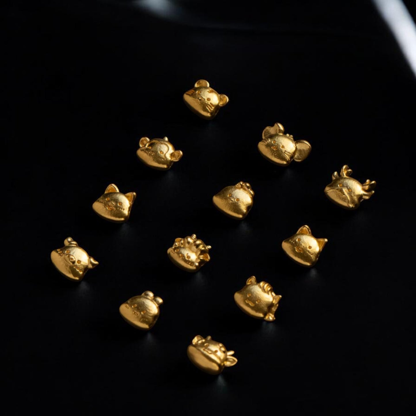 24K 999 Gold Mini Cute Chinese Zodiac Animal D.I.Y Charm Spacer Bead