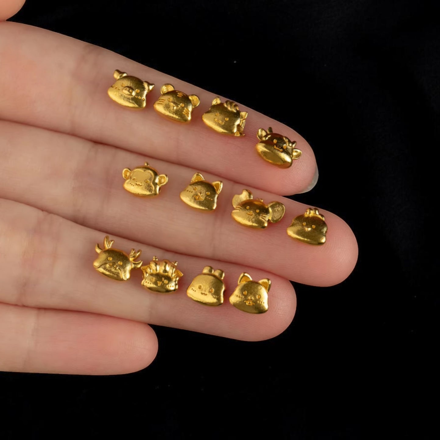 24K 999 Gold Mini Cute Chinese Zodiac Animal D.I.Y Charm Spacer Bead