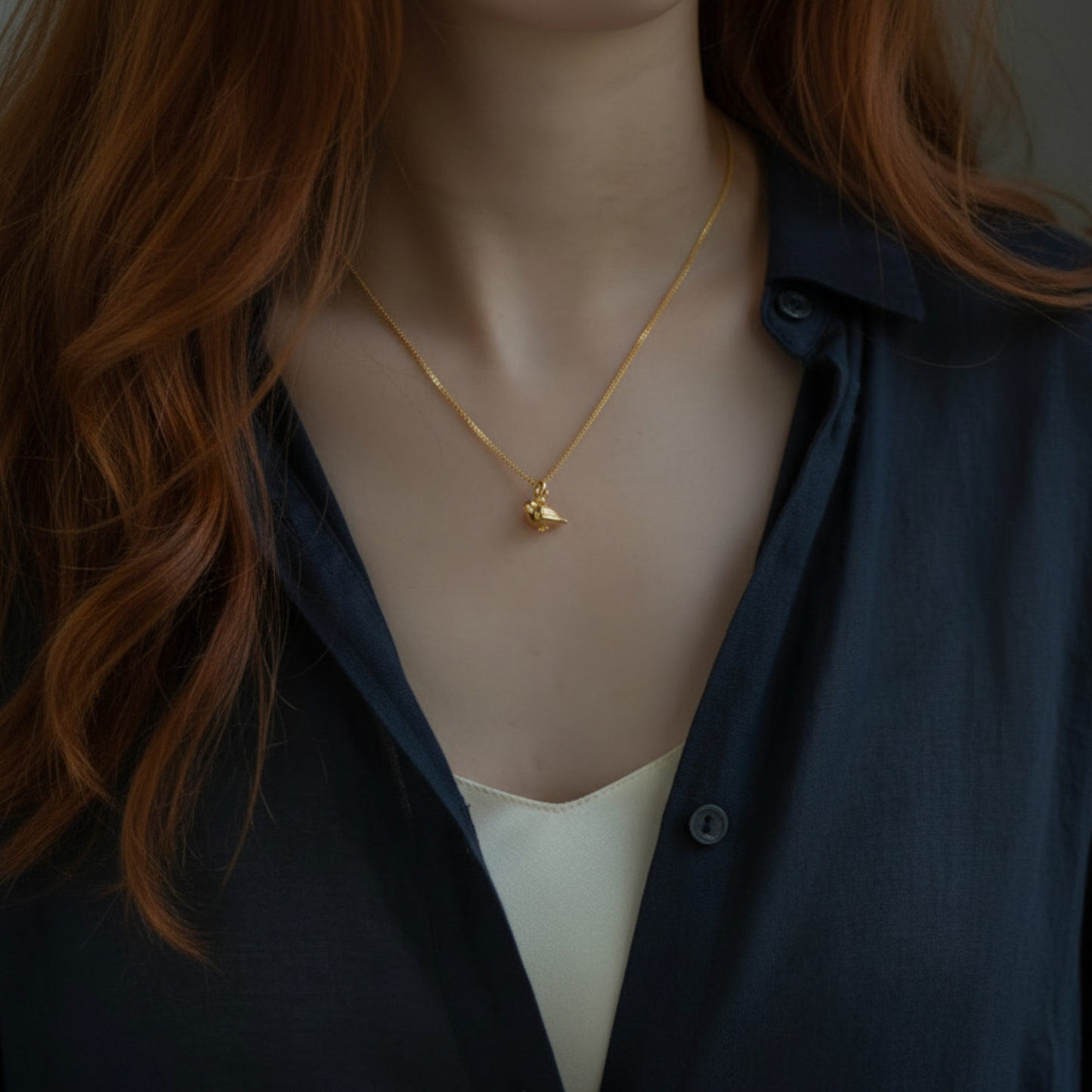 24K 999 Gold Lucky Bird Moissanite Pendant Charm