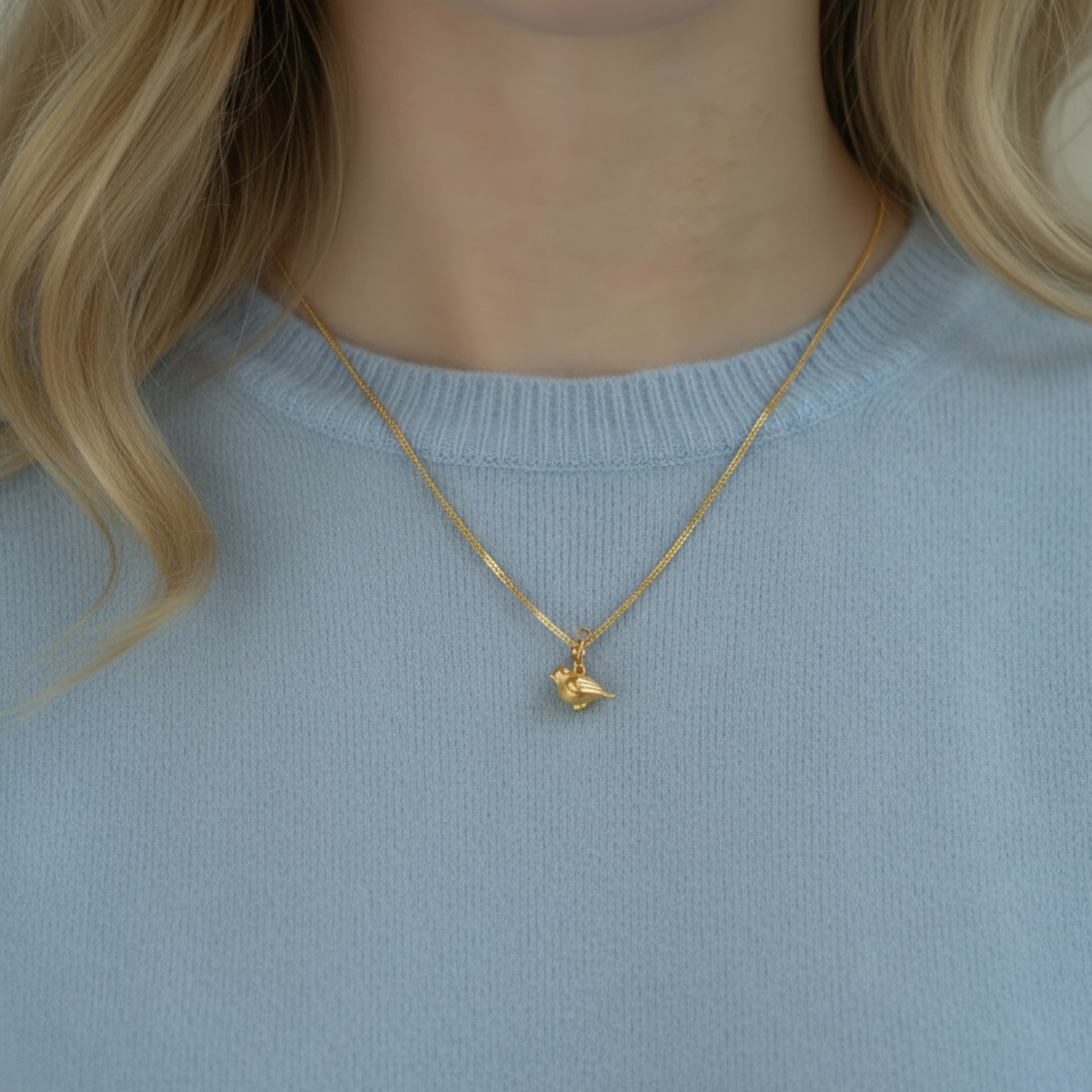 24K 999 Gold Lucky Bird Moissanite Pendant Charm