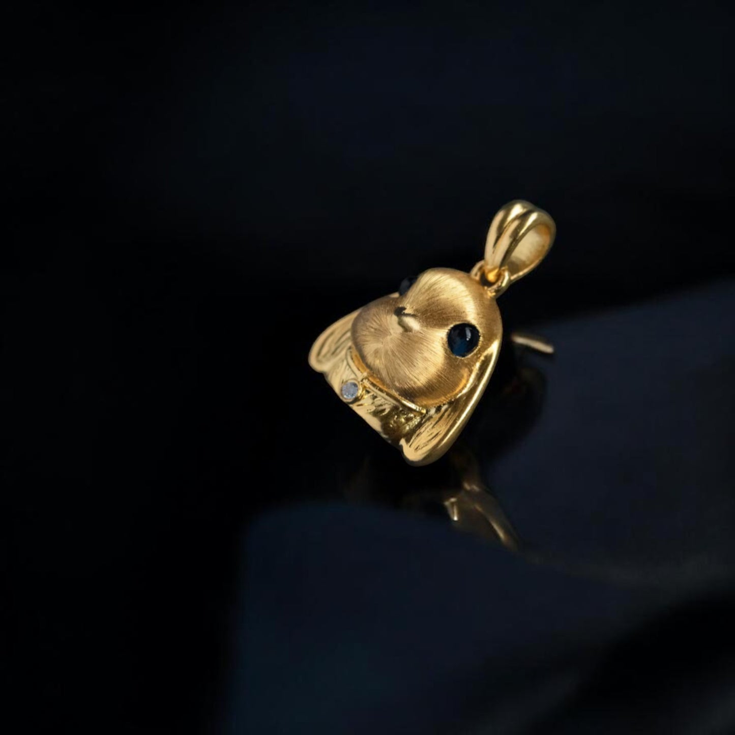 24K 999 Gold Rabbit Cute Bunny Moissanite Enamel Pendant