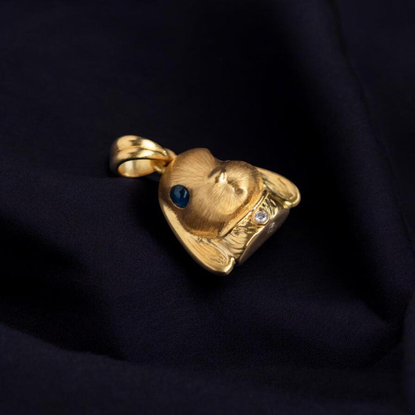 24K 999 Gold Rabbit Cute Bunny Moissanite Enamel Pendant