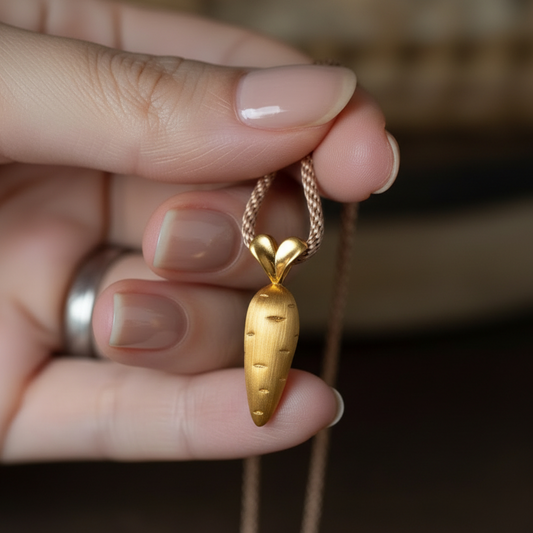 24K 999 Gold Carrot Lucky Pendant Rope Necklace