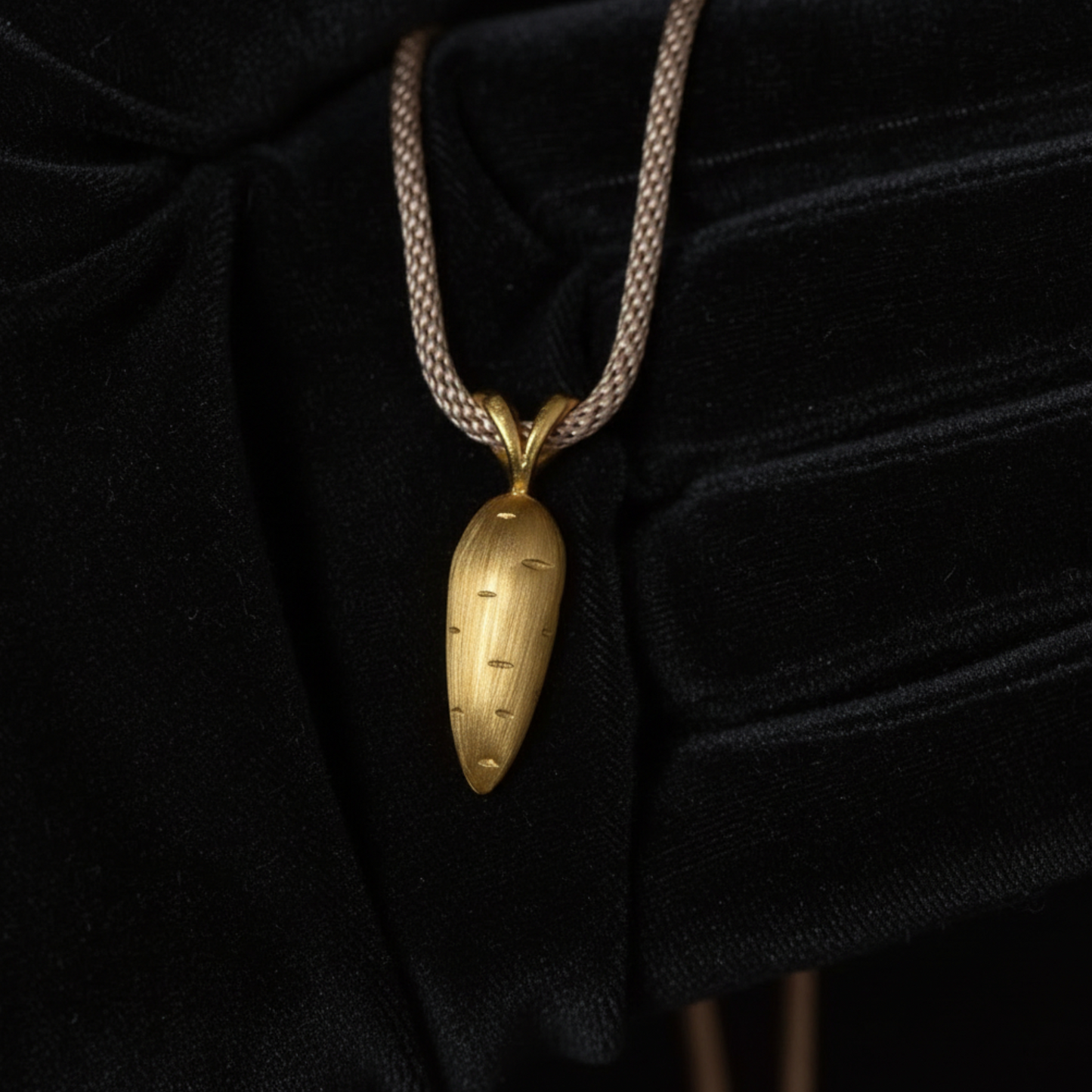 24K 999 Gold Carrot Lucky Pendant Rope Necklace