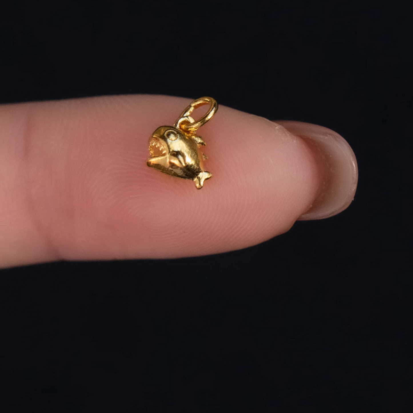 24K 999 Gold Lucky Mini Cute Baby Shark D.I.Y Pendant Charm