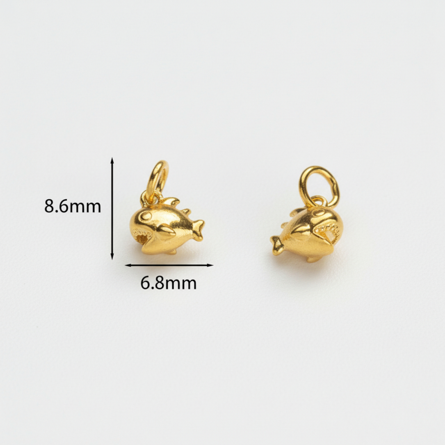 24K 999 Gold Lucky Mini Cute Baby Shark D.I.Y Pendant Charm