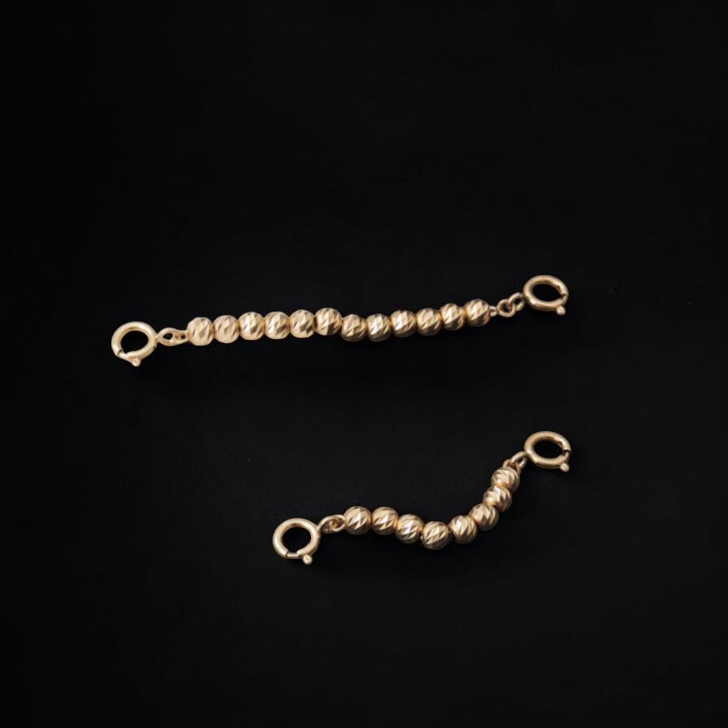 14K Gold Minimal Sparkling Laser-Cut Round Extension Chain Buckle