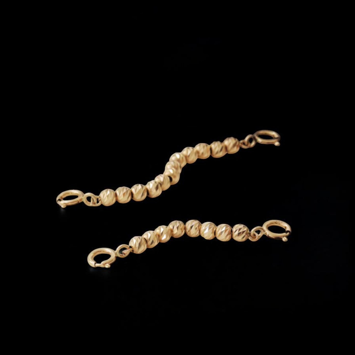 14K Gold Minimal Sparkling Laser-Cut Round Extension Chain Buckle